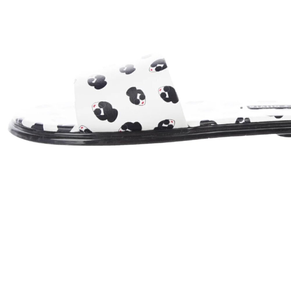 White leather Alice + Olivia Taleen slide sandals with Stace Face motif | 8.5 - Picture 2 of 7